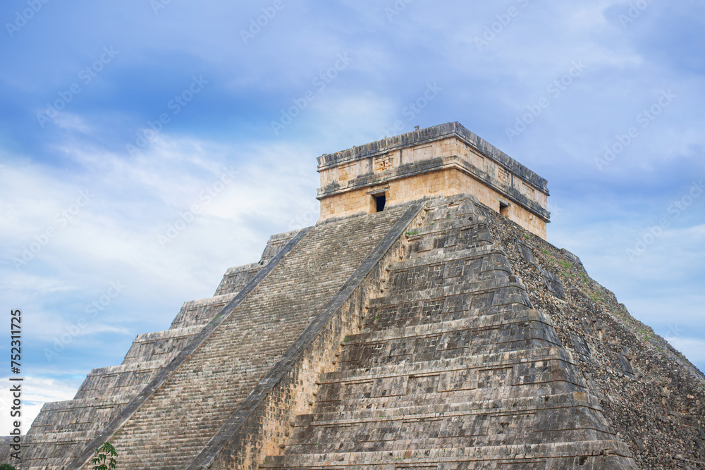 great Mayan pyramid in ancient city Chichen-Itza lost in the tropical jungle