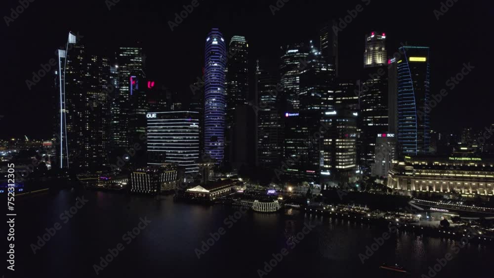 Singapore night view cityscape drone video Singapore night view cityscape drone video