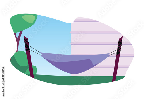 Sunset hammock scene vector illustration