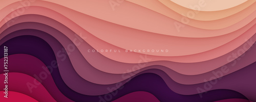 Colorful abstract wavy papercut layers background gradient shape design vector photo