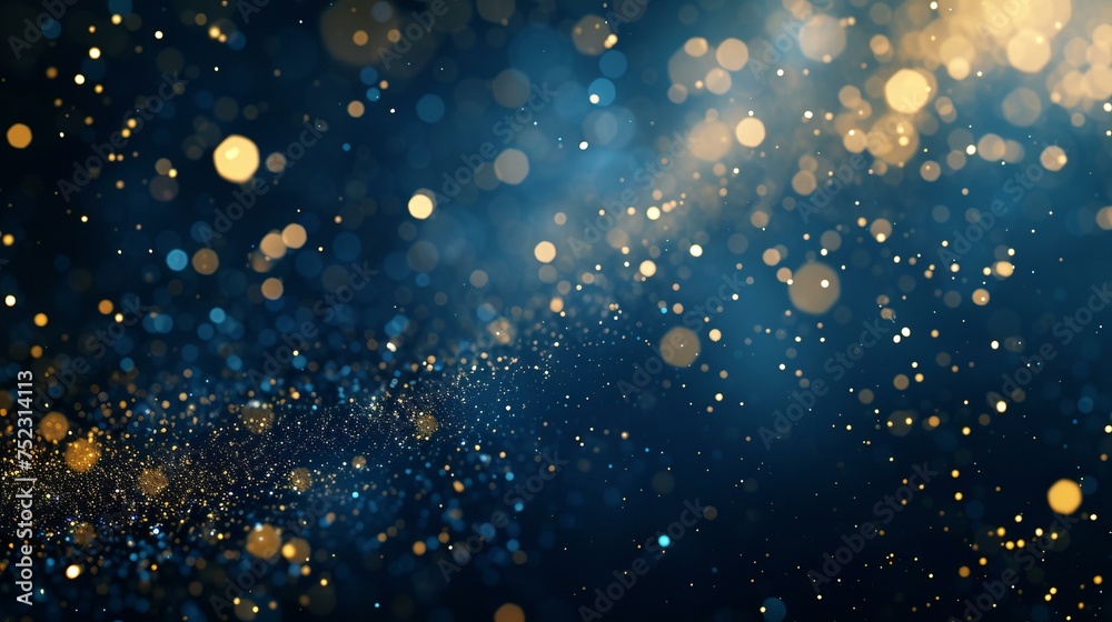 A hyper-realistic abstract background featuring dark blue and gold particles, AI Generative A hyper-realistic abstract background featuring dark blue and gold particles, AI Generative