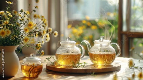 A gentle pour of fragrant tea, the essence of health in every drop, a serene start or end to the day, AI Generative