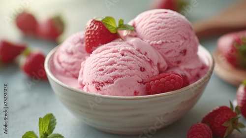 fruit berry ice cream in a bowl
