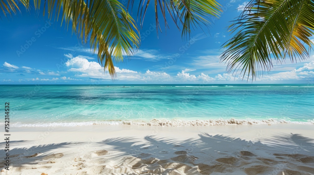 A pristine tropical beach panorama, AI Generative