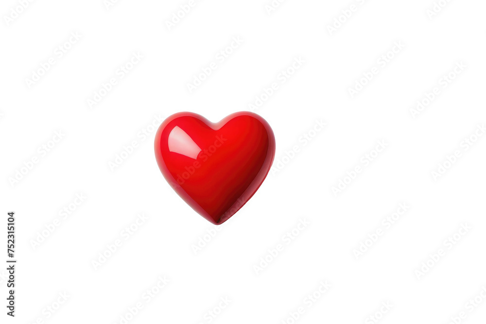 Single red heart symbol, high-resolution stock photo, isolated on pure white background, emphasizes simplicity and clear focus, ideal for icons or web graphics, high key lighting