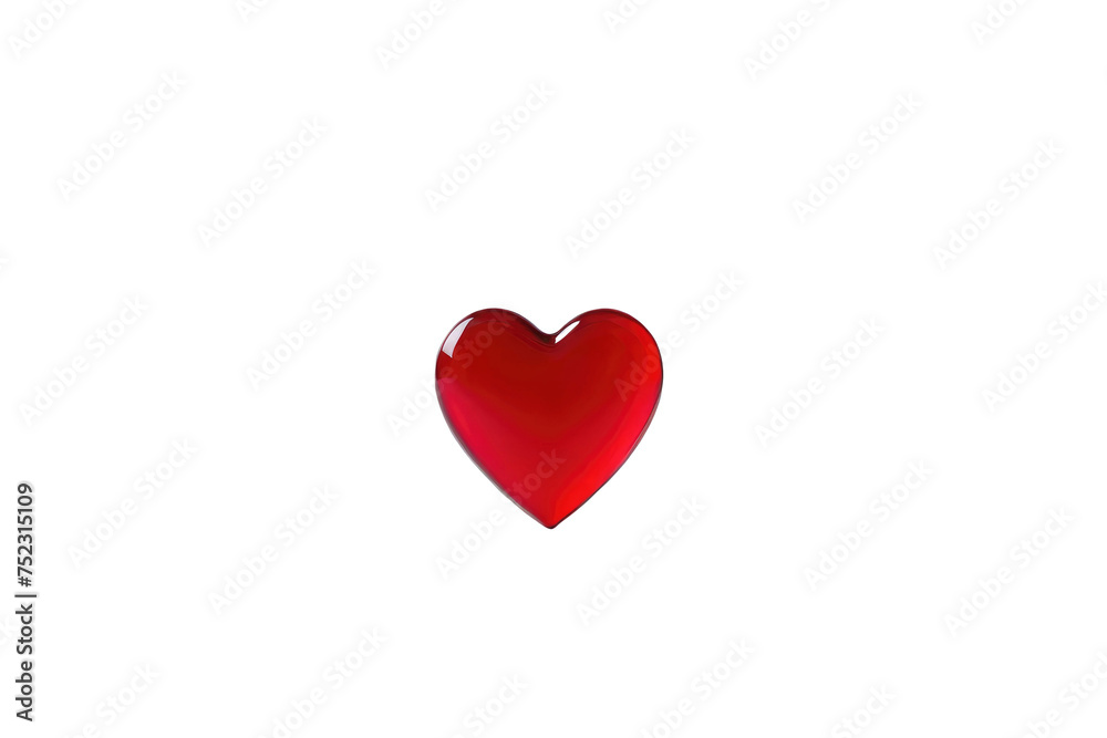 Single red heart symbol, high-resolution stock photo, isolated on pure white background, emphasizes simplicity and clear focus, ideal for icons or web graphics, high key lighting