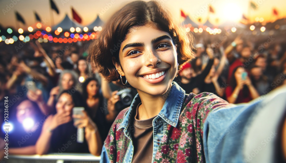 Girl taking a selfie at a concert Girl taking a selfie at a concert