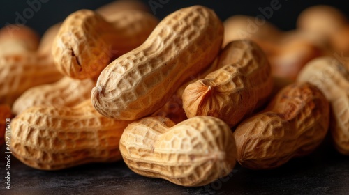 unshelled peanuts on a dark background