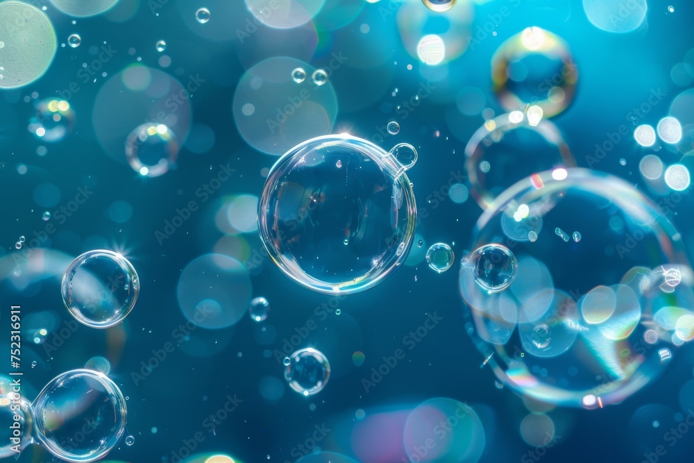 Serene Dance of Soap Bubbles Floating in Blue Light, Capturing a Dreamlike State of Tranquility Serene Dance of Soap Bubbles Floating in Blue Light, Capturing a Dreamlike State of Tranquility
