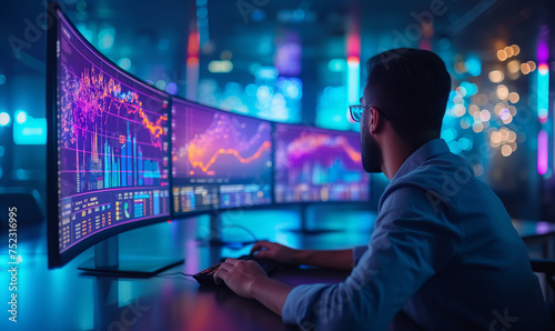 Data analyst and chartist analyzing market data