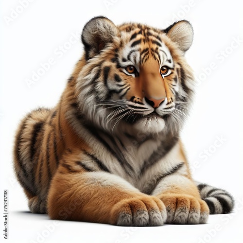 portrait of a tiger on white