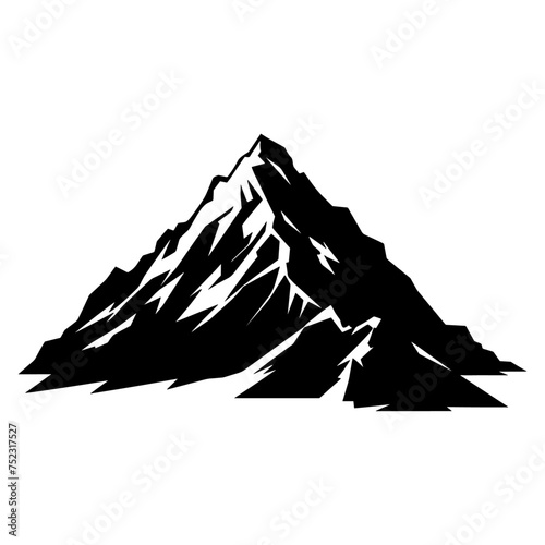 Mountain silhouette vector icon. Rocky peaks. Mountains ranges. Black and white mountain icon vector for logo