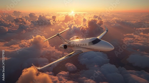 Jet navigating expansive skies, leisure and holiday exploration theme, isolated on a clear background, signifies global logistics and transportation, bright daylight, AI Generative photo