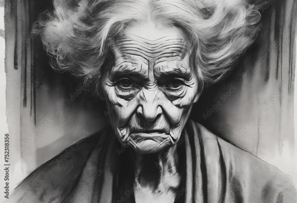 One of the six basic emotions: anger. An old lady