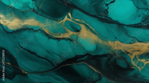 Teal and gold marble wallpaper, styled in dark green and dark emerald, with a cracked appearance.