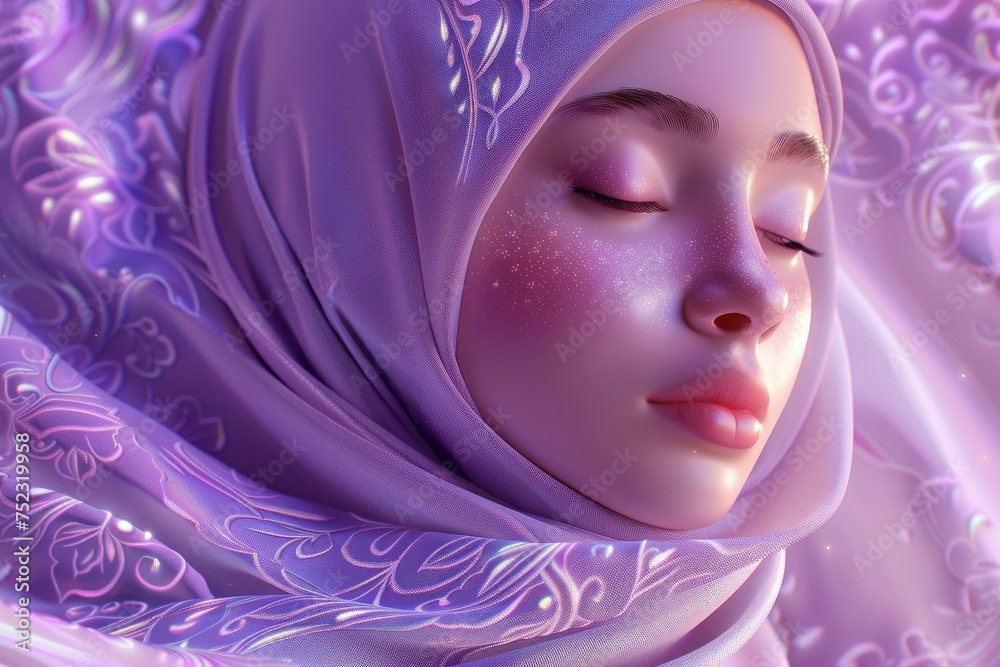 Portrait of a beautiful young muslim woman with purple hijab Portrait of a beautiful young muslim woman with purple hijab