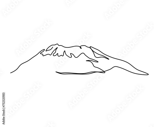 Vector isolated Mount Kilimanjaro peak one single contemporary line art colorless black and white contour line easy drawing
