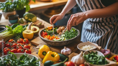Hand Cooking a Healthy food, Eating for Mental Health
