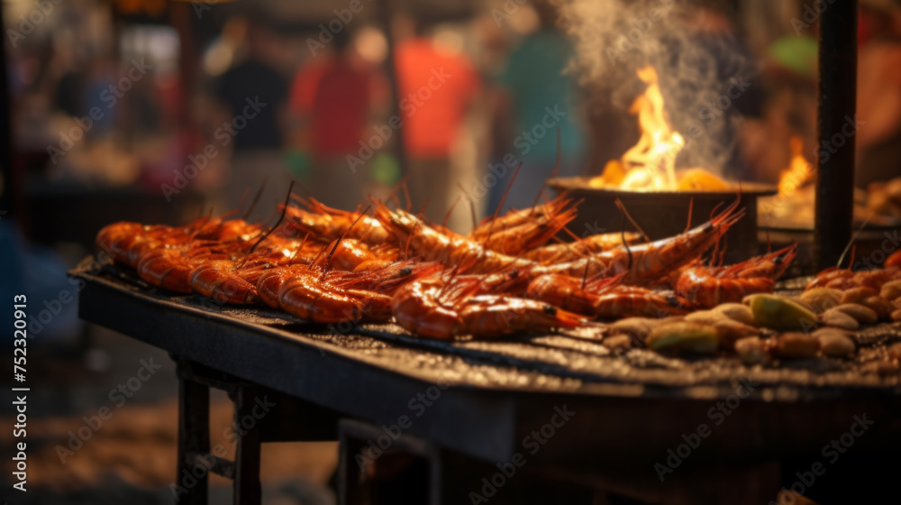 Grilled Shrimp Skewers Over Open Flame Grilled Shrimp Skewers Over Open Flame