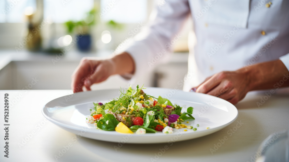 Artistic Vegetable Salad with Edible Flowers Artistic Vegetable Salad with Edible Flowers