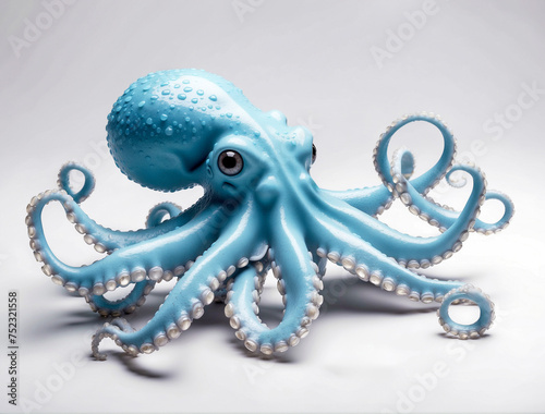 Oceanic Elegance: A Light Blue Octopus Strikes a Pose