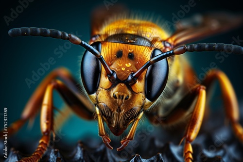 a close up of a bee