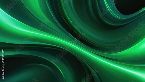 Abstract dark green aurora, silky texture, swirling through a 3D space suggesting advanced business technology, digital painting, ultra fine, volumetric lighting, octane rendering