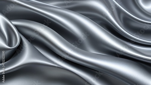 Abstract silver 3D aurora, business technology theme, silk-like textures undulating gracefully, shimmering with a metallic sheen, silk background creating a sense of advanced industrial elegance