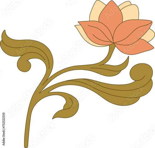 Art Nouveau floral element. Decorative element. Vector.