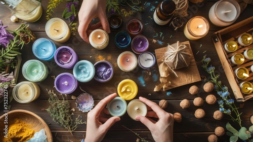Homemade Candle Making in wooden table