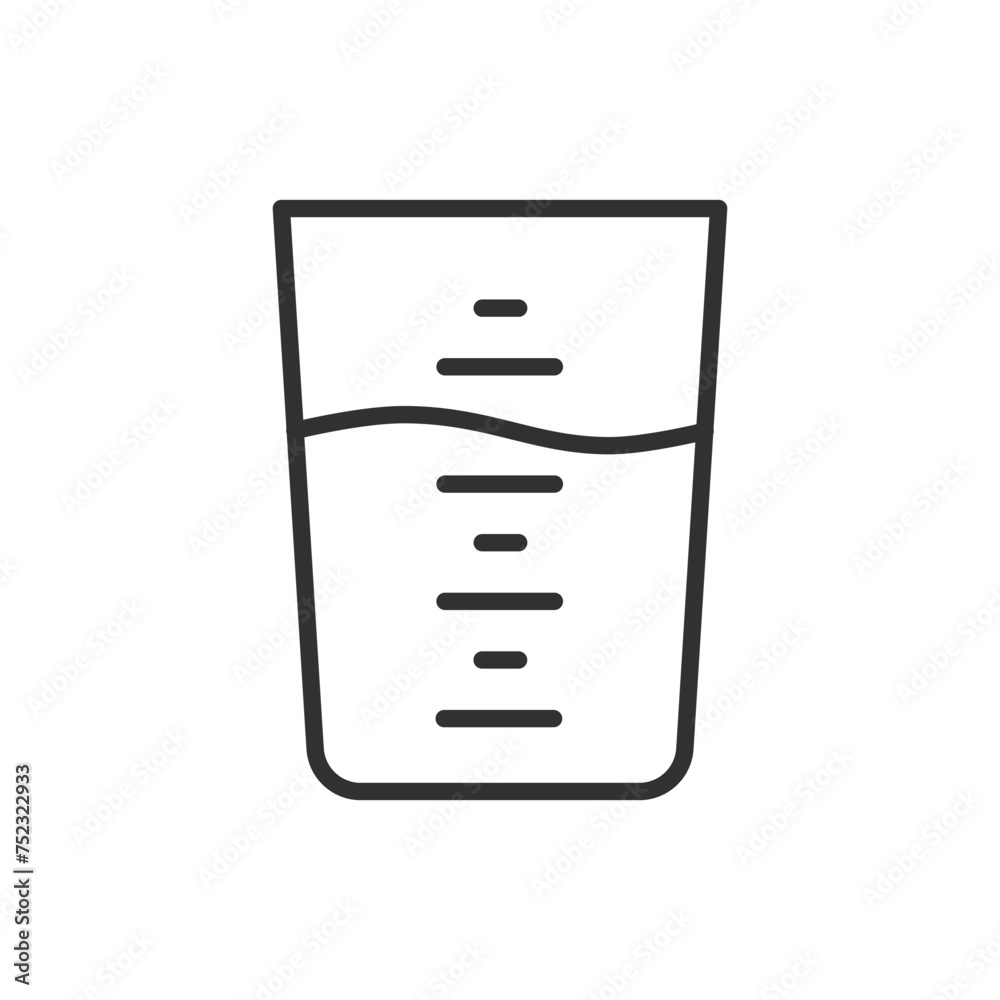 Measuring cup, linear icon. Line with editable stroke Measuring cup, linear icon. Line with editable stroke