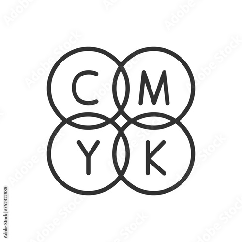 CMYK color profile, linear icon. Line with editable stroke