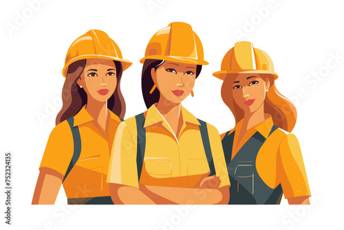 Diverse workers isolated flat cartoon people vector set. Builders and architects, repairman and engineers, women in uniform. Project managers, and employees in helmets