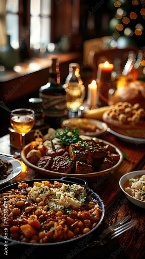 A table filled with plates of delicious food and assorted drinks ready to be enjoyed by guests at a gathering.