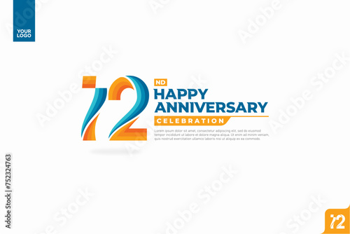 12nd happy anniversary celebration with orange and turquoise gradations on white background.