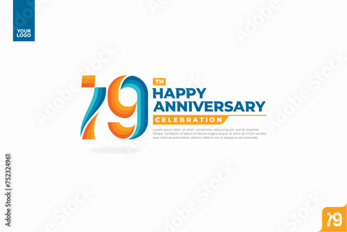 19th happy anniversary celebration with orange and turquoise gradations on white background.