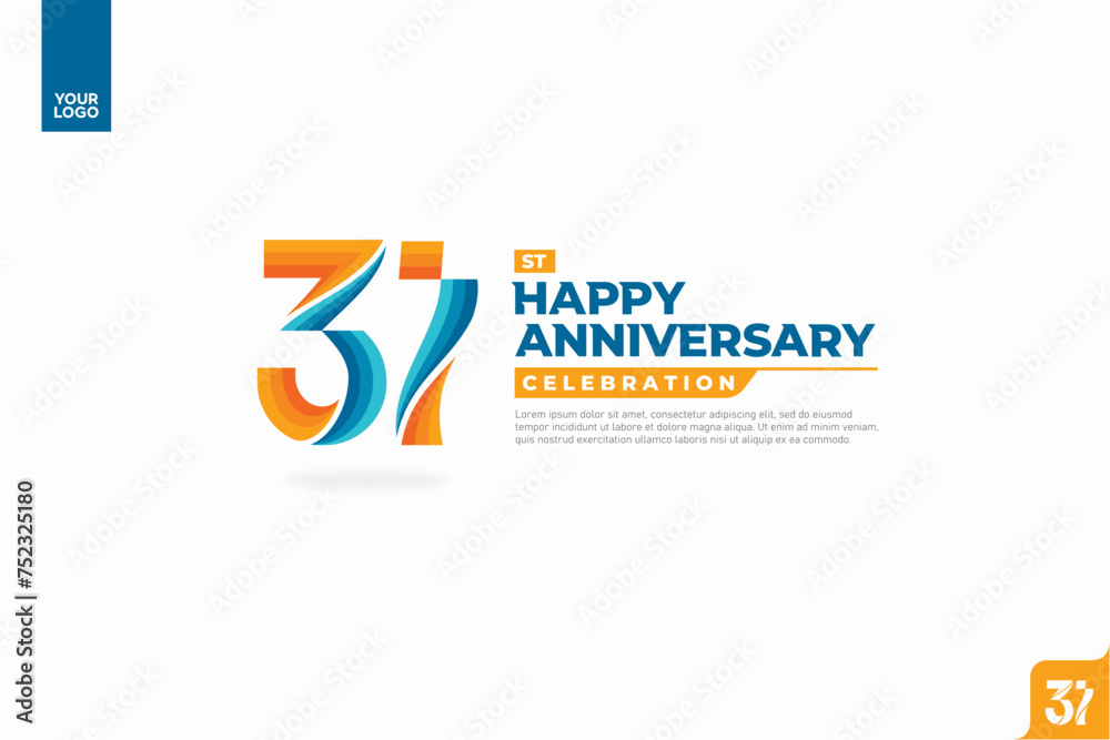 31st happy anniversary celebration with orange and turquoise gradations on white background.