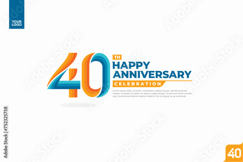 40th happy anniversary celebration with orange and turquoise gradations on white background.