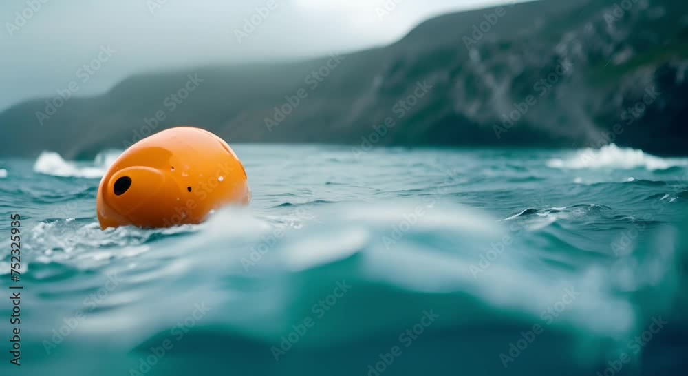Wave energy converter bobbing on the surface of the ocean, capturing ...