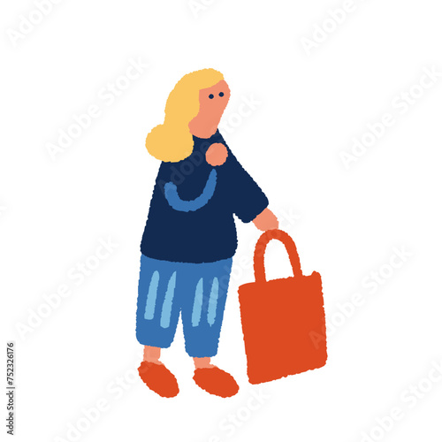 ショッピングをする女性のイラスト
