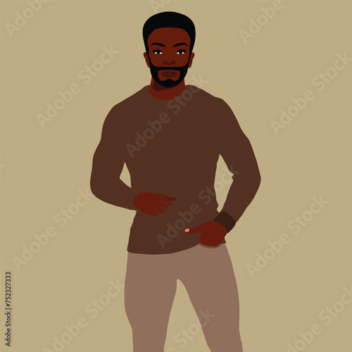 Modern black man in elegant art style vector