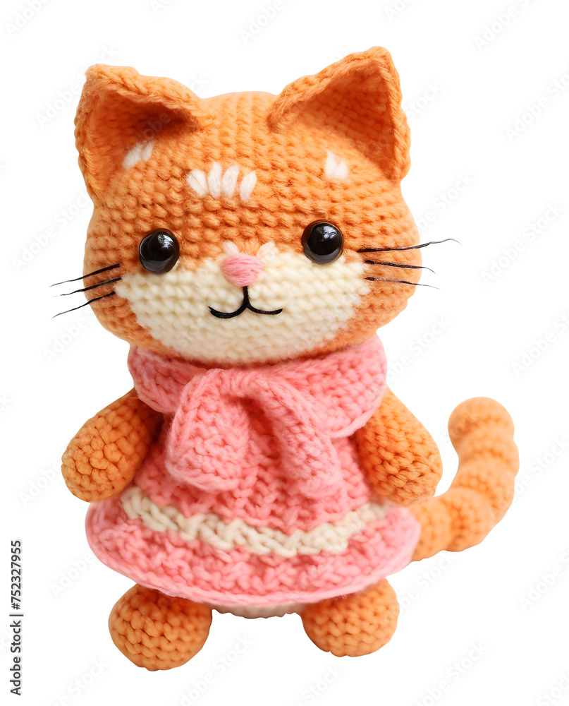 Cute cat, cloth doll, make from knitting, dicut, isolated background. Cute cat, cloth doll, make from knitting, dicut, isolated background.