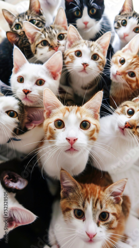 selfie realistic group of cats