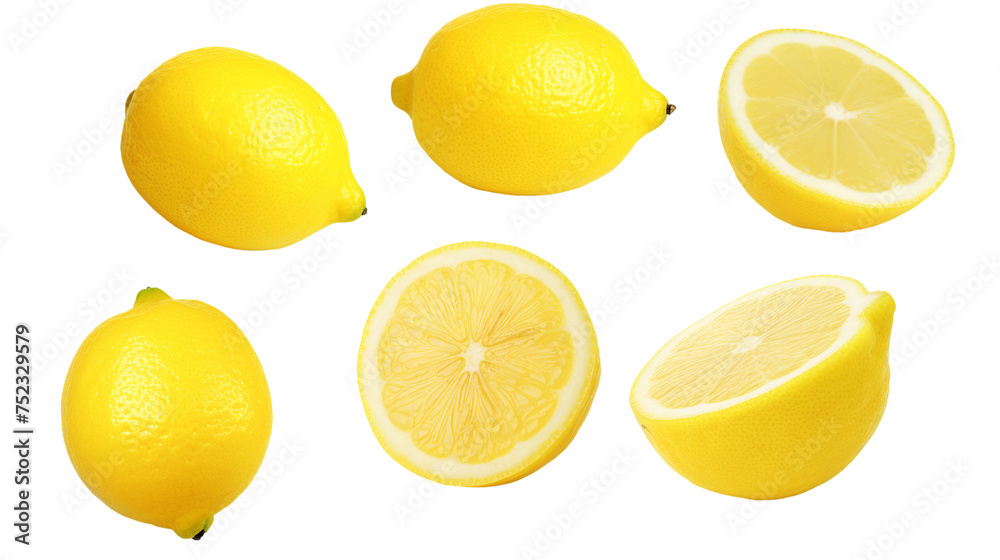 Lemon Slice on Transparent Background - Tropical Citrus Fruit for Summer Recipes and Food Design