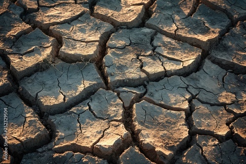 Part of a Large Area of Drought Bitter Dried Land - In Cracks