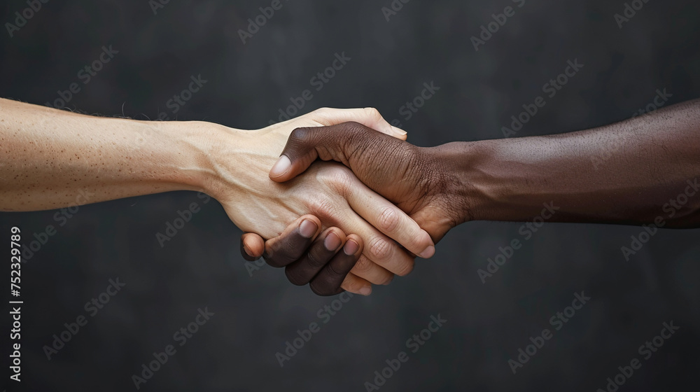 handshake between two multiethnic people. handshake between two multiethnic people.