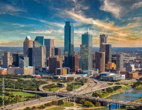 Dallas Skyline Majesty: A Stunning Aerial Glimpse of Texas Splendor