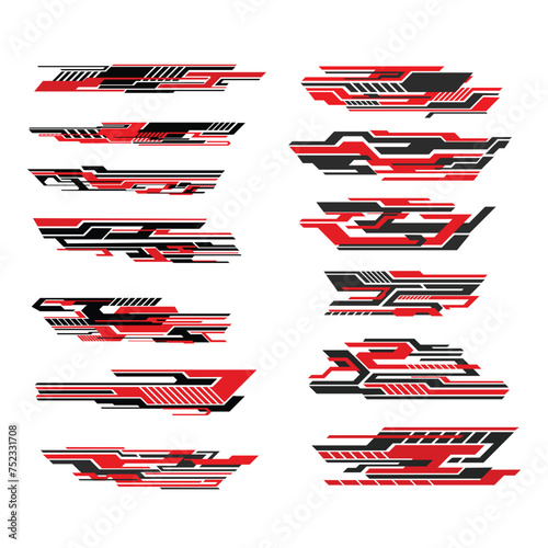 vector set of car body wrap line strip decal designs.