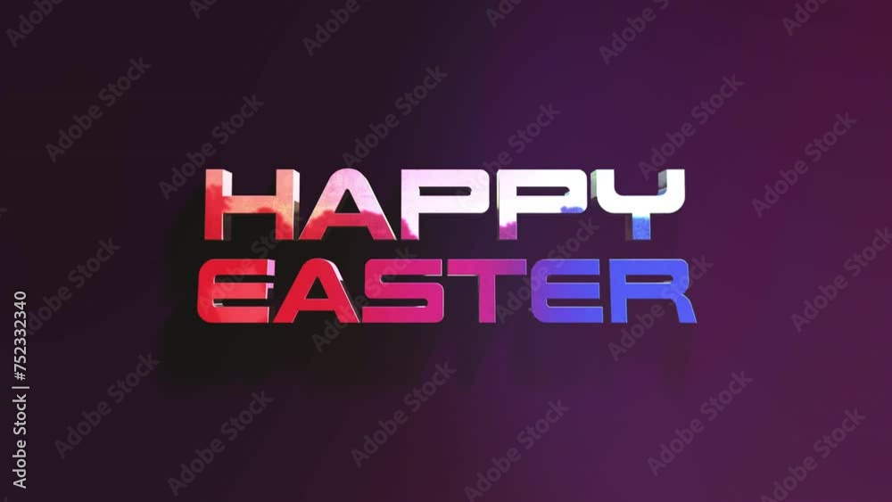 A vibrant, 3D Happy Easter message floats above a lively purple background. Celebrate the joy of Easter with this colorful and cheerful image A vibrant, 3D Happy Easter message floats above a lively purple background. Celebrate the joy of Easter with this colorful and cheerful image