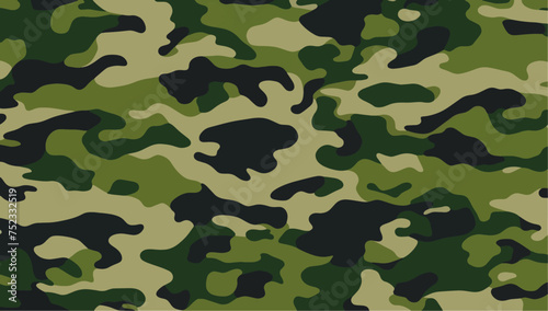Seamless green camouflage pattern. Military camouflage pattern background. Vector illustration. photo